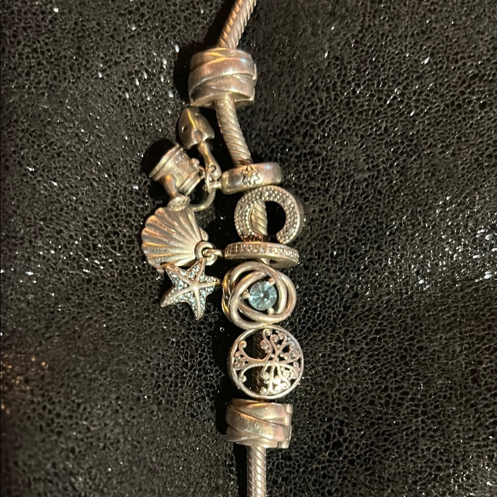 Pandora Silver Charm Bracelet with Nautical Designs